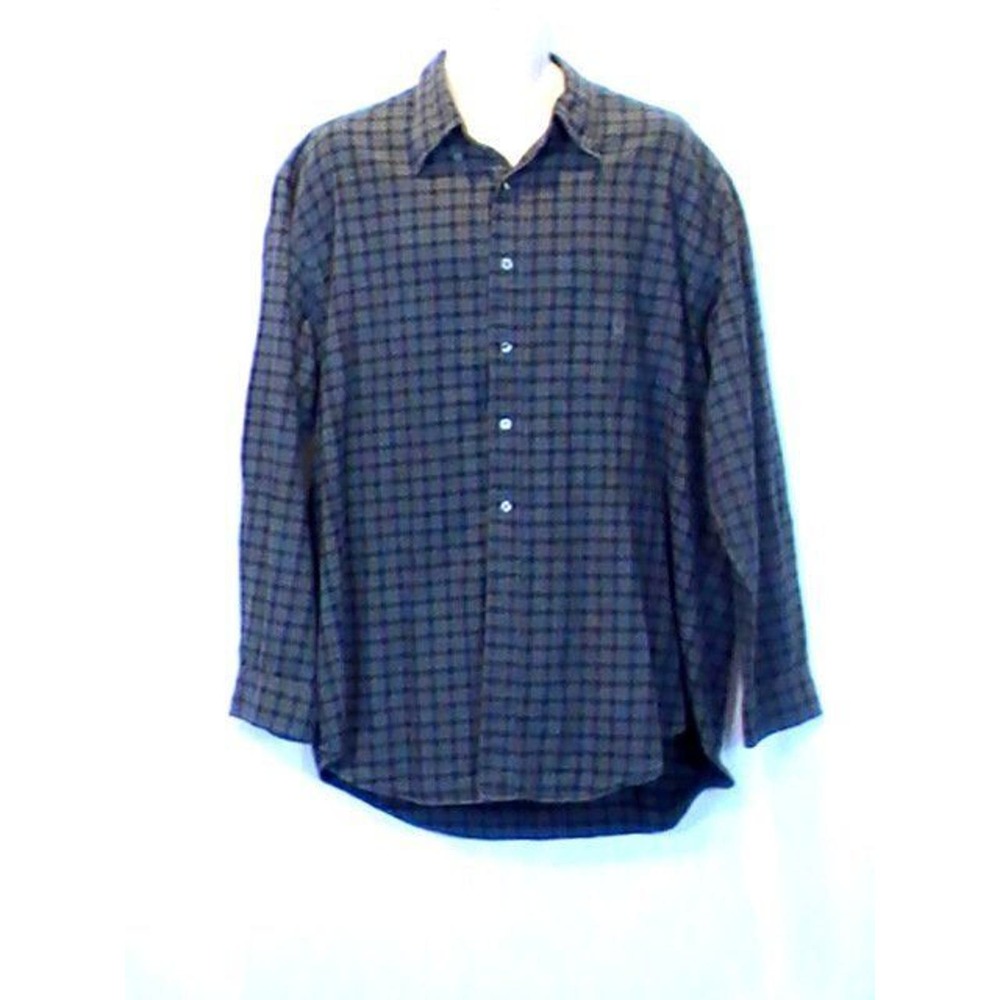 Nautica Men's LS Button Down‎ Shirt Blue Gray Plaid Size XL